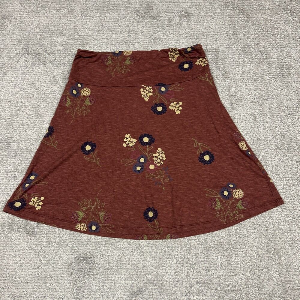 Toad and Co Chaka Skirt Womens Medium Maroon Floral Stretch Organic Cotton